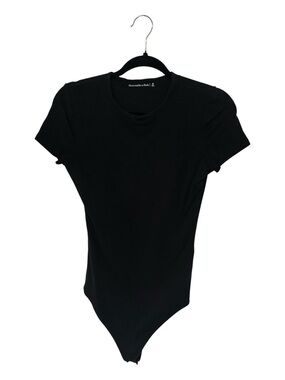 Abercrombie & Fitch Black Short Sleeve Crew Neck Lined Bodysuit